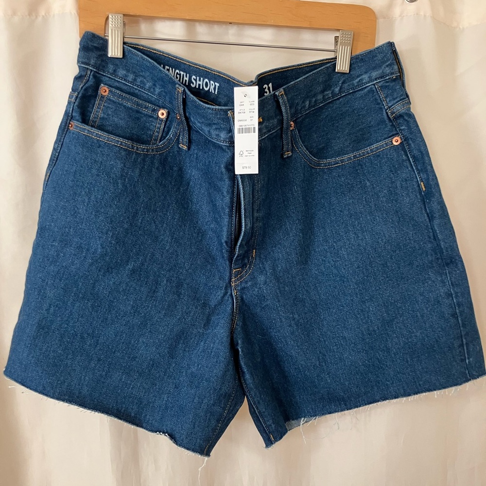 J.CREW Cutoff Jean Shorts NWT Midlength Denim Short in Rocky Trail Wash Sz. 31